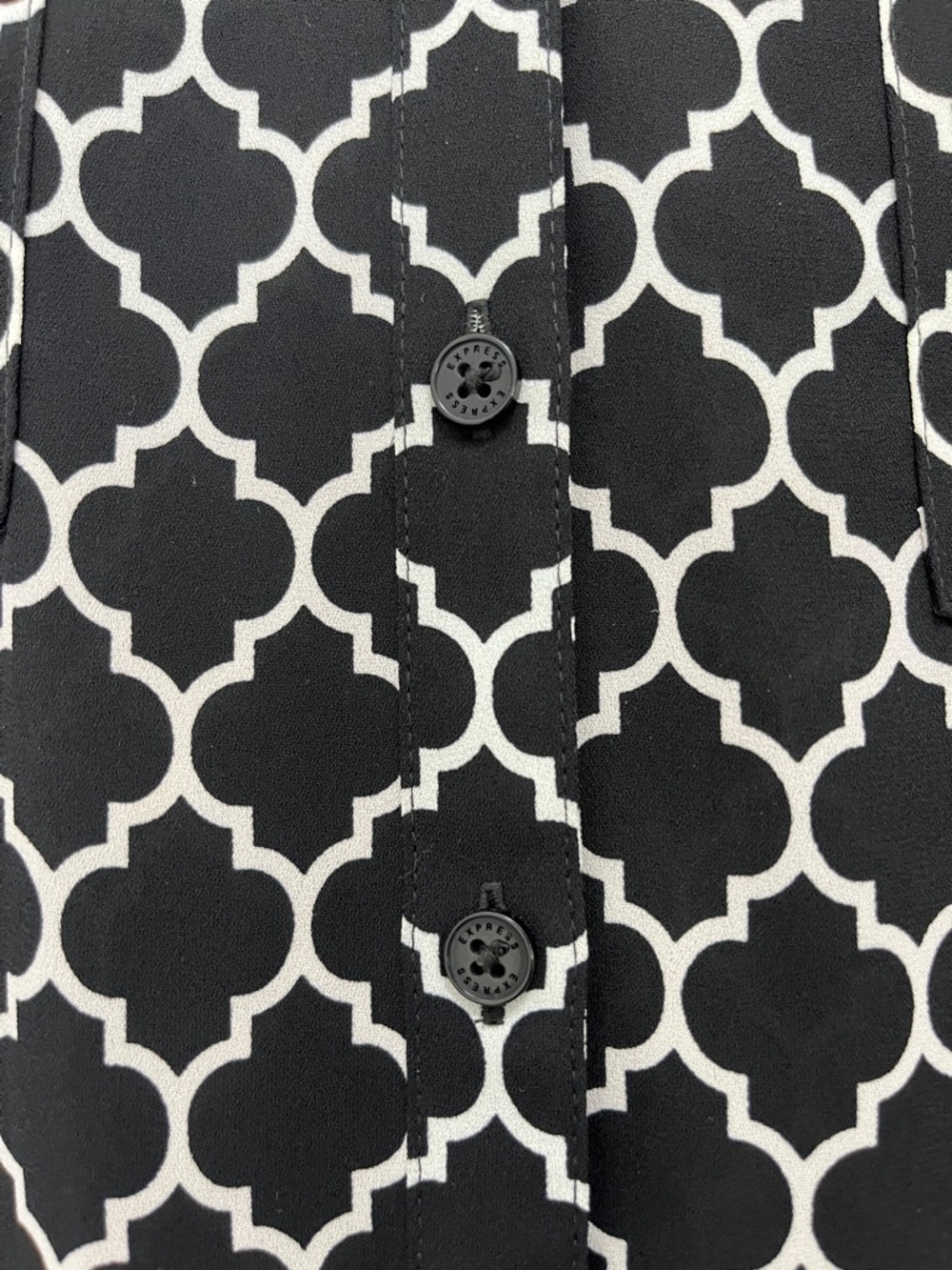 Express Portofino Slim Fit Black & White Trellis Button Up Shirt - Size Small - Picture 5 of 10